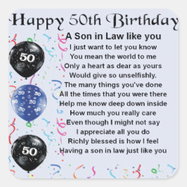 Son in Law詩 – 50誕生日デザイン スクエアシール