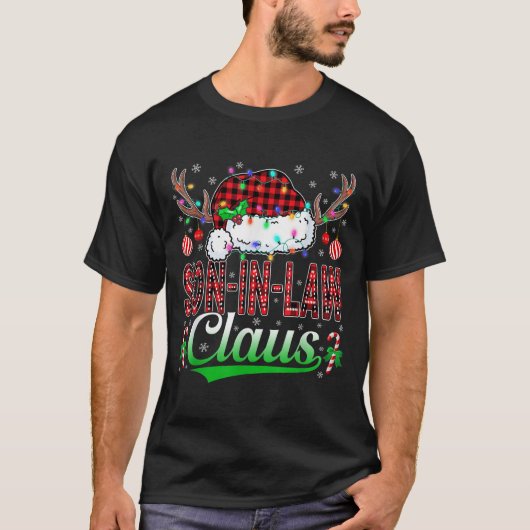 Son-in-law Claus Christmas Light Matching Family X Tシャツ (正面)