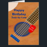 Son in Law Guitar Player誕生日<br><div class="desc">ギターが大好きな義理の息子の誕生日カード。ギターのクローズアップで、撥を弦に押し込む。撥の上には「You Rock」という言葉がある。ギターが大好きなミュージシャンの誕生日カード。</div>