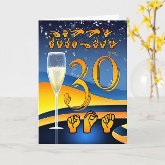 Son, Looer Sign Language Son 30th Birthday Card カード (黄色い花)