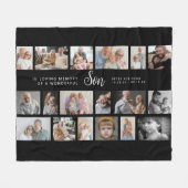 Son Memorial 18 Photo Collage フリースブランケット (正面(横))