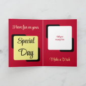 Son name photo red yellow birthday(赤い黄色の誕生日) カード (内部)