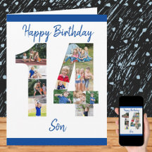 Son Number 14 Photo Collage Big 14誕生日カード