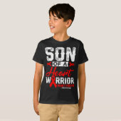 Son Of A Heart Warrior Heart Disease Red Ribbon Me Tシャツ (正面フル)
