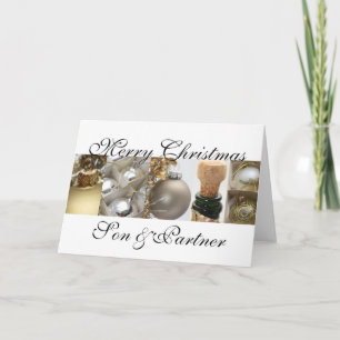 Son & Partner Christmasブラック&ホワイト&金ゴールド シーズンカード