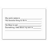 Son Photo パーソナライズされた Family Flashcard テーブルナンバー (裏面)