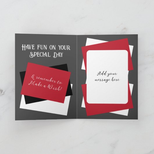 Son photo name gray red birthday カード (内部)