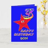 Son Red Star第3誕生日カード カード (黄色い花)