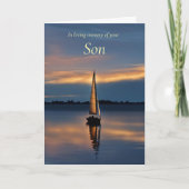 Son Sympathy with Serene Seascape Sailboat カード (正面)