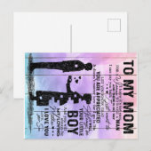 Son To My Mom Letter, Mother Birthday Gift 案内ポストカード (正面/裏面)