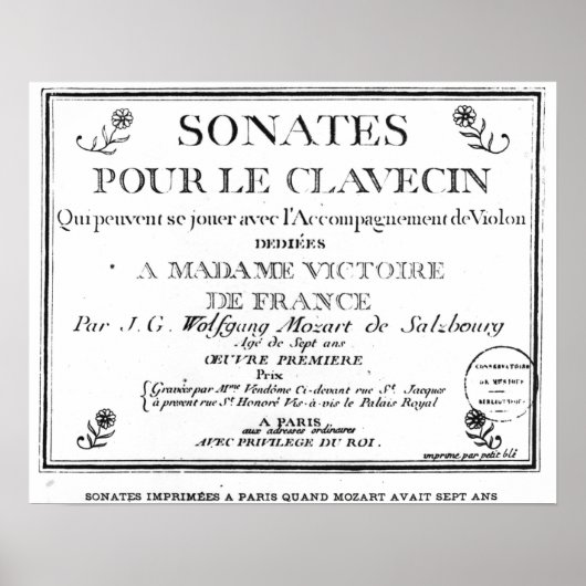 「Sonates pour le clavecin」のタイトルページ ポスター (正面)