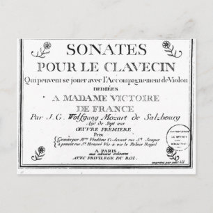 「Sonates pour le clavecin」のタイトルページ ポストカード