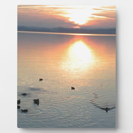 Sonenuntergang am See mit Enten フォトプラーク (正面)