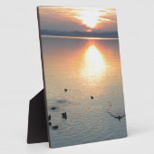 Sonenuntergang am See mit Enten フォトプラーク (側面)