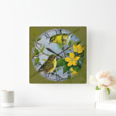 Song Birds'遊's in Treeファインアートローマ数字 スクエア壁時計 (ホーム)