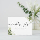 Song Request Greeneryのスクリプ離れトRSVPカード インビテーションポストカード (スタンド正面)