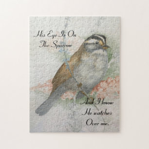 Song Sparrow He Watches Over Me Bible Quote ジグソーパズル