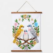 Songbirds in Bloom: A Beaded Symphony of Nature an 吊り下げ型タペストリー (正面)