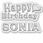 Sonia Happy Birthday silver Aufkleber Sticker シール (正面)