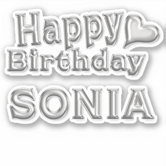 Sonia Happy Birthday silver Aufkleber Sticker シール (正面)