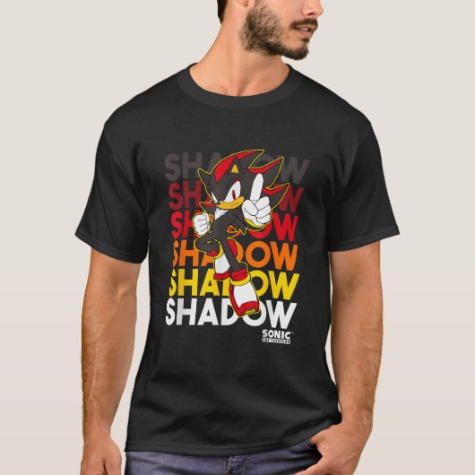 Sonic The Hedgehog Shadow Stacked文字のロクールゴ Tシャツ (正面)