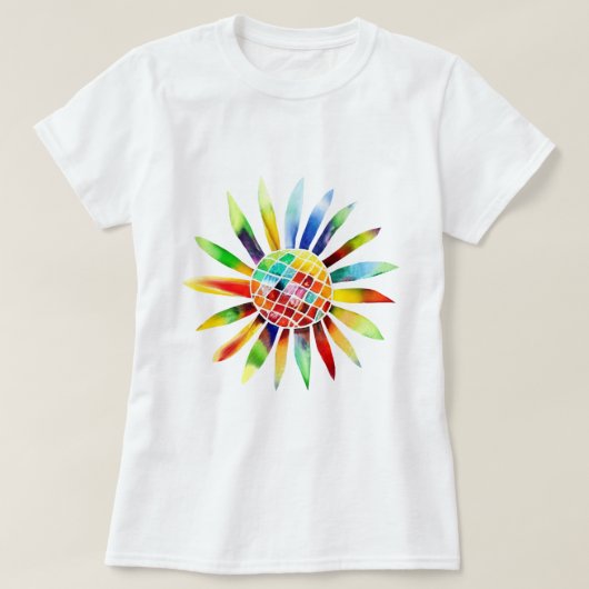 Sonnenblume in Regenbogenfarben Tシャツ (デザイン正面)