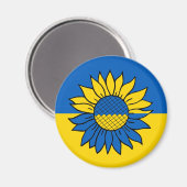 Sonnenblume vor der ukrainischen Flagge マグネット (正面/裏面)