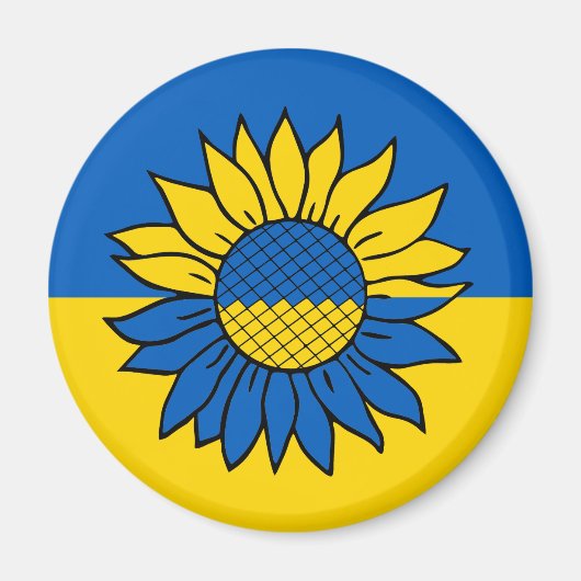 Sonnenblume vor der ukrainischen Flagge マグネット (正面)
