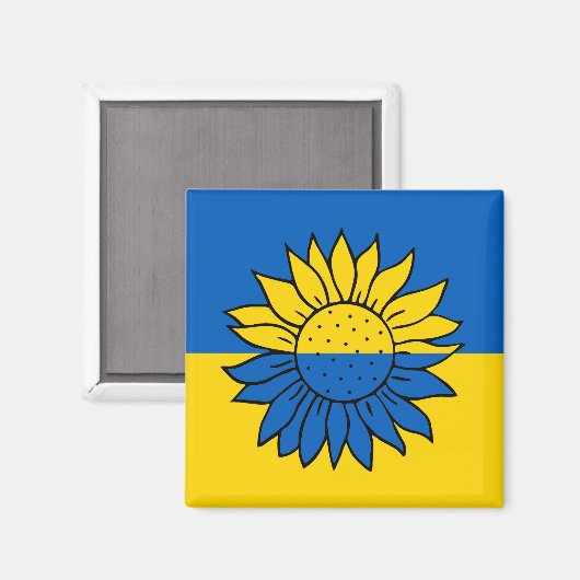 Sonnenblume vor der ukrainischen Flagge マグネット (正面/裏面)