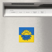 Sonnenblume vor der ukrainischen Flagge マグネット (インサイチュ (食洗機))