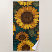 Sonnenblumen Muster – Fröhlicher Floral Style ビーチタオル (正面)