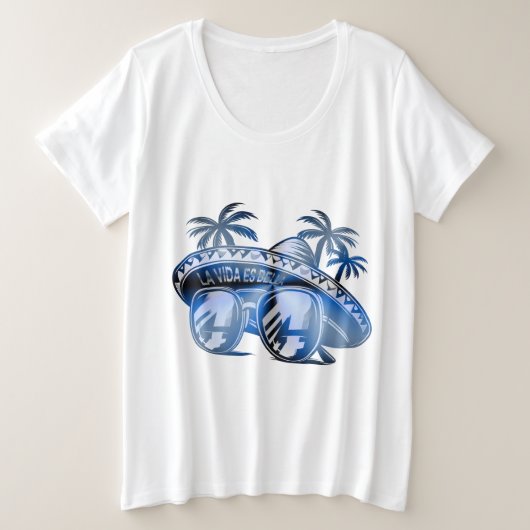 Sonnenseite und - Salud - Palmendekor プラスサイズTシャツ (デザイン正面)