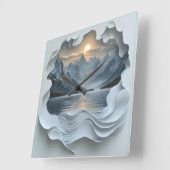 Sonnenuntergang in den Bergen スクエア壁時計 (傾斜)