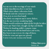 Sonnet 116私は真の心の結婚に気を付けない スクエアシール (正面)