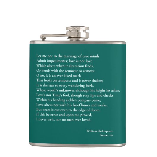 Sonnet 116私は真の心の結婚に気を付けない フラスク (正面)