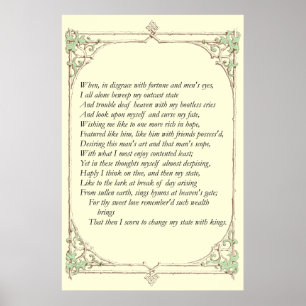Sonnet # 29 by William Shakespeare ポスター