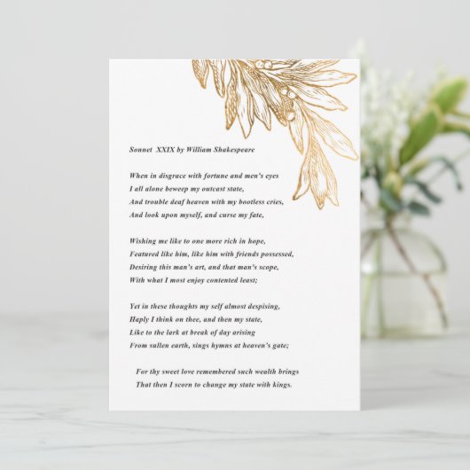 Sonnet 29 by William Shakespeare Note Card サンキューカード (スタンド正面)