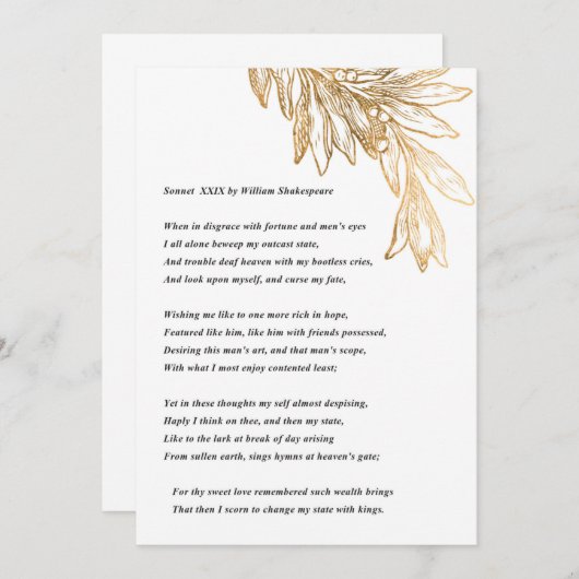 Sonnet 29 by William Shakespeare Note Card サンキューカード (正面/裏面)