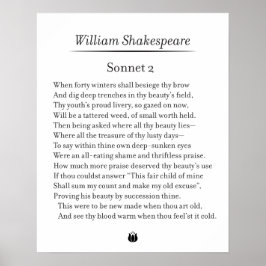 Sonnet 2 by William Shakespeare ポスター