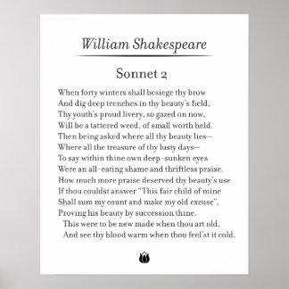 Sonnet 2 by William Shakespeare ポスター