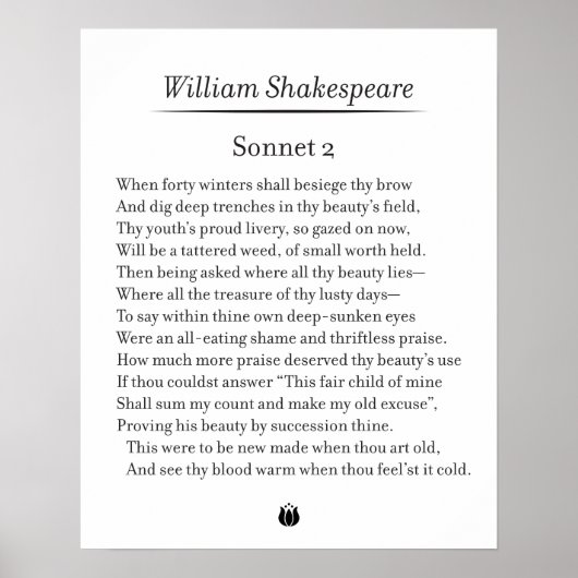 Sonnet 2 by William Shakespeare ポスター (正面)