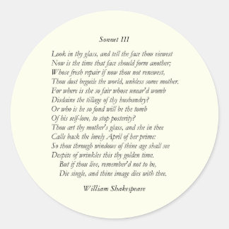 Sonnet #3 by William Shakespeare ラウンドシール