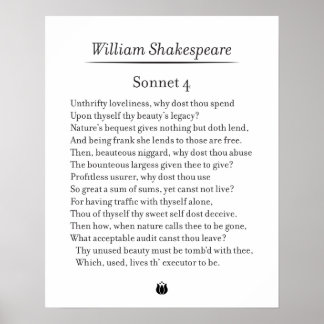 Sonnet 4 by William Shakespeare ポスター