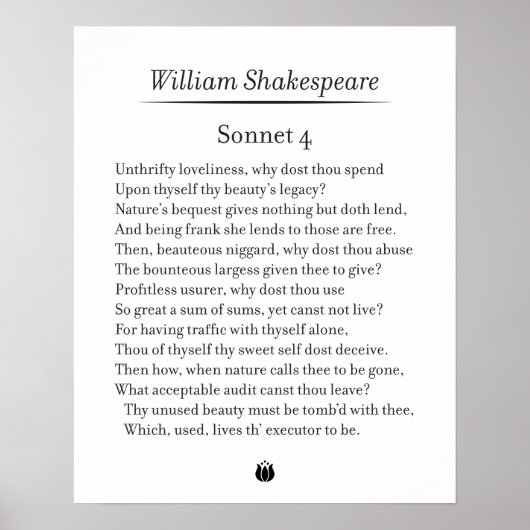 Sonnet 4 by William Shakespeare ポスター (正面)