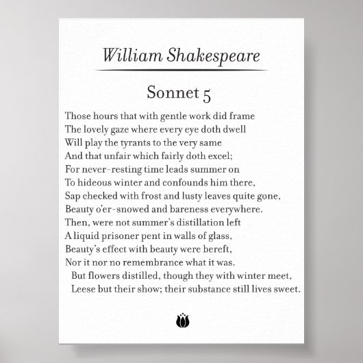 Sonnet 5 by William Shakespeare ポスター (正面)