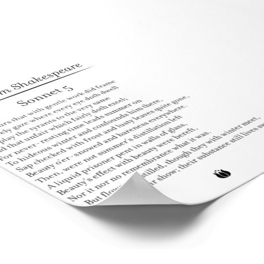 Sonnet 5 by William Shakespeare ポスター (角)