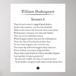 Sonnet 6 by William Shakespeare ポスター