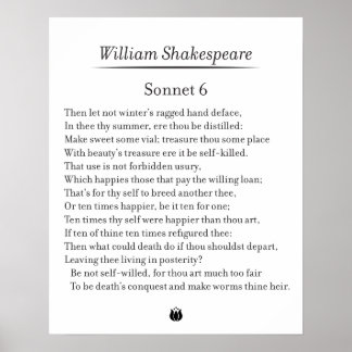 Sonnet 6 by William Shakespeare ポスター