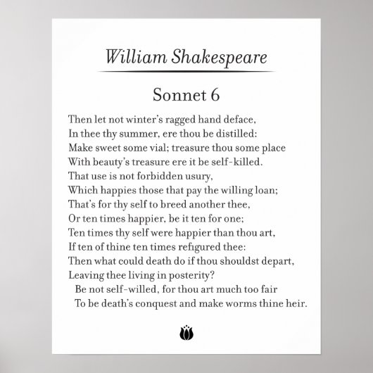 Sonnet 6 by William Shakespeare ポスター (正面)