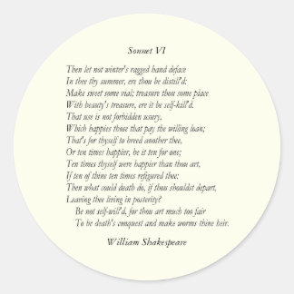 Sonnet #6 by William Shakespeare ラウンドシール